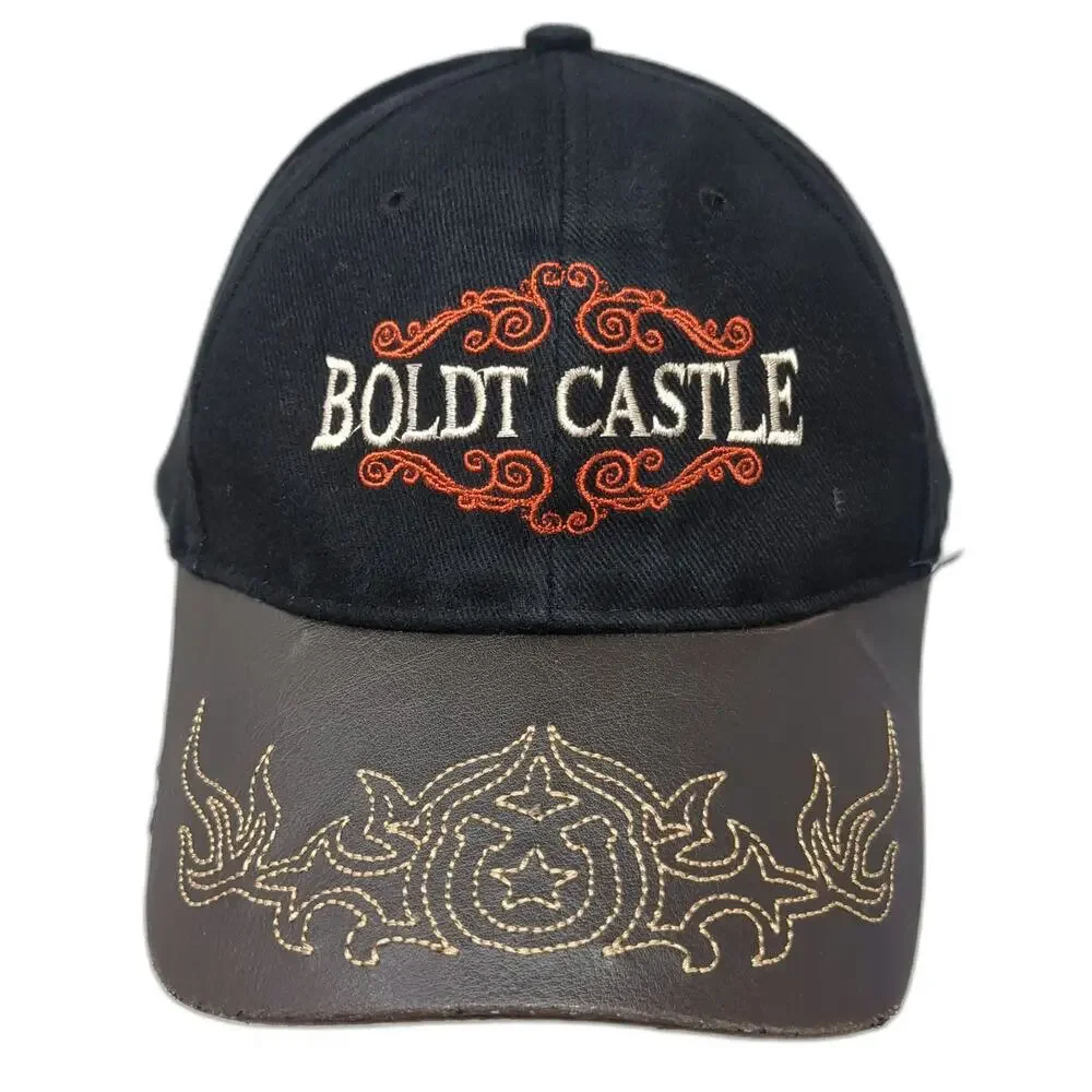 CSI Boldt Castle Hat Black Brown One Size Baseball Cap Faux Leather Brim